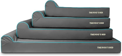 The Dog’s Bed Orthopedic Headrest Dog Bed XXL Grey/Blue, Memory Foam, Pain Relief for Arthritis, Hip & Elbow Dysplasia, Post Surgery, Lameness, Waterproof Washable Cover, Veterinary Approved