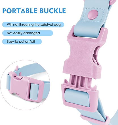 Wolfone Waterproof Dog Collar with Quick Release Buckle， Cute Adjustable Collar for Dogs Comfort Sturdy Durable Odor Proof Easy Care（Spun Sugar 28-36cm）