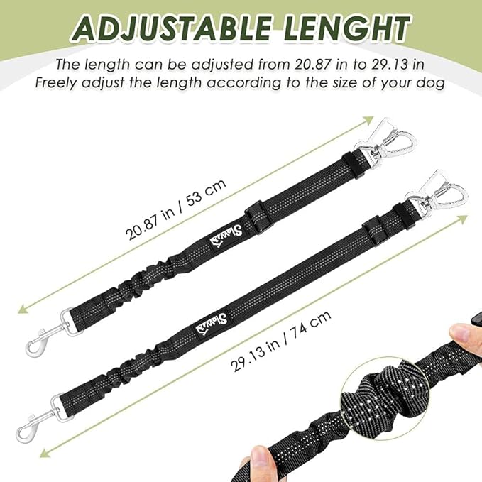 Lukovee Dog Seat Belt for Car, Adjustable Dog Car Harness for Large Medium Small Dogs, Soft Padded & Breathable Mesh Dog Seatbelt with Car Vehicle Connector Strap (Black Double Clip,Medium)
