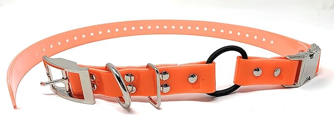 Sparky Pet Co - Zeus ECollar Replacement Strap - Bungee Loop Dog Collar - Waterproof Biothane - Adjustable - Double Buckle - Quick Snap Metal Clasp - for Invisible Fence Systems 1"x 30" Neon Orange