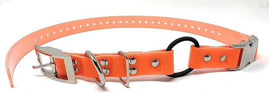 Sparky Pet Co - Zeus ECollar Replacement Strap - Bungee Loop Dog Collar - Waterproof Biothane - Adjustable - Double Buckle - Quick Snap Metal Clasp - for Invisible Fence Systems 1"x 30" Neon Orange
