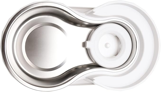 RIZZARI Pet Water Bowl Dispenser: 4L Large Capacity Automatic Stainless Steel Gravity Feeder - Easy Clean -No Power Needed - with Triple Filter - for Kittens & Puppies - Pet Corner - Living Room Nook