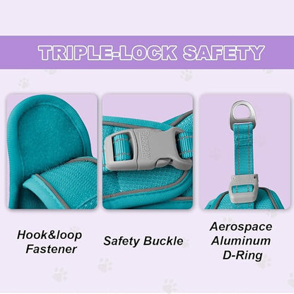 Cat Harness and Leash Set,Escape Proof Kitten Harness,Step in Adjustable Soft Lightweight,Easy Control,Reflective Strips Comfortable for Walking Travel(Ocean Blue,XS)