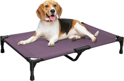 Love&go Elevated Dog Bed with Metal Frame, Cooling Raised Pet Cot for Dog and Cat (M - Purple, Medium-29.9x19.5x5.5 inch)