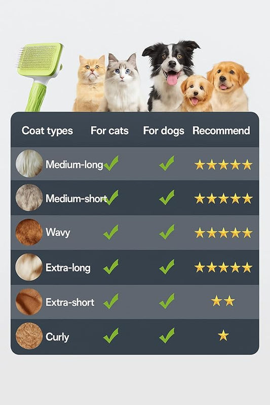 Versatile Pet Grooming Brush and Deshedding Tool - Gently Removes Loose Undercoat for Cats and Dogs, Suitable for Pet Massage (Green Light)