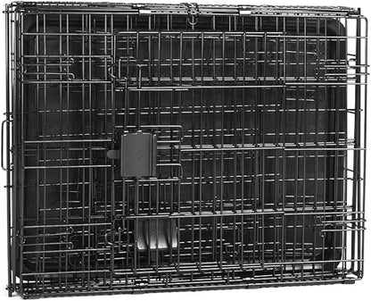 Amazon Basics - Durable,Foldable Metal Wire Dog Crate with Tray, Double Door, Divider, 24 x 18 x 20 in, Black