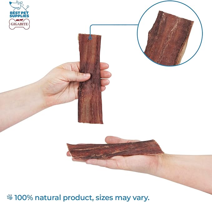GigaBite Single Ingredient All Natural Free Range Bully Treats and Chews - Bully Sticks/Bladder Sticks/Beef Esophagus by Best Pet Supplies - Esophagus Strips (6 Inch), Pack of 22