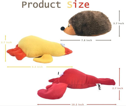 JKW Squeaky Plush Dog Toy Set, 3 Pack Interactive Pet Toys, Chew Toys for Small Medium Large Dogs (Lobster 3 Pack)