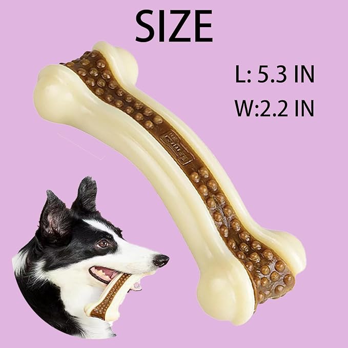 SPEREELER Dog Bones Chew Toys for Aggressive Chewers, 2 Pack Real Beef Flavor,Indestructible Teething Chew Toys for Large/Medium/Small Breed,Tough Toy with Durable Nylon