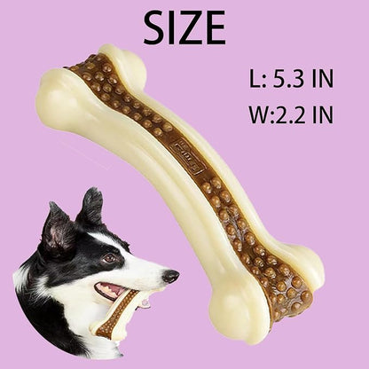 SPEREELER Dog Bones Chew Toys for Aggressive Chewers, 2 Pack Real Beef Flavor,Indestructible Teething Chew Toys for Large/Medium/Small Breed,Tough Toy with Durable Nylon