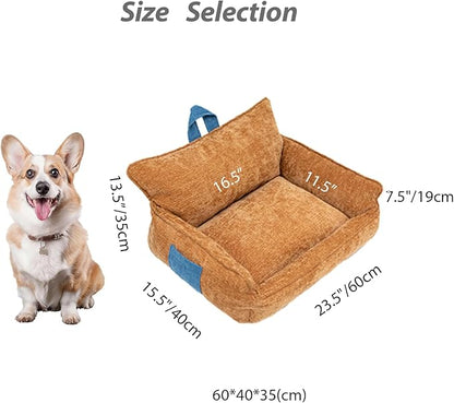 RAFASAFA Small Dog Bed, Washable Pet Bed with Removable Cover, with Sides, Carry Handle & Side Pockets .Plush Chenille Orthopedic Pet Bed Couch for Small Breed Dogs & Cats Calming