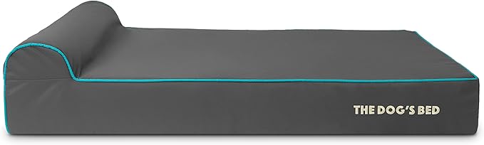 The Dog’s Bed Orthopedic Headrest Dog Bed XL Grey/Blue, Memory Foam, Pain Relief for Arthritis, Hip & Elbow Dysplasia, Post Surgery, Lameness, Waterproof Washable Cover, Veterinary Approved