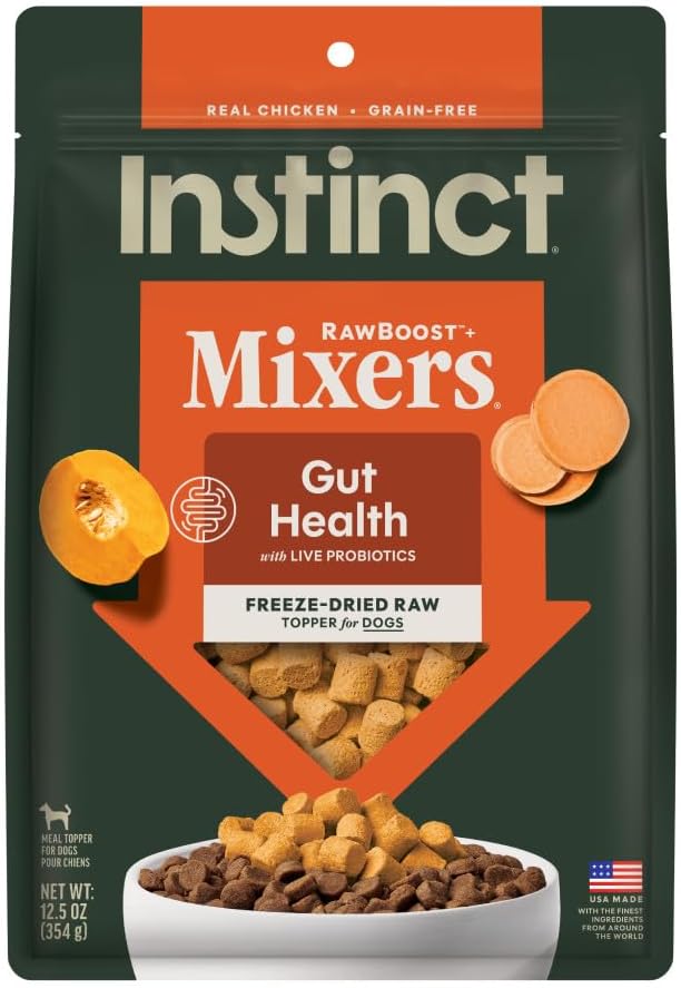 Instinct Raw Boost Mixers Freeze Dried Dog Food Toppers For Dry Food, Grain Free Dog Food Toppers with Chicken For Dogs - Gut Health, 12.5 oz