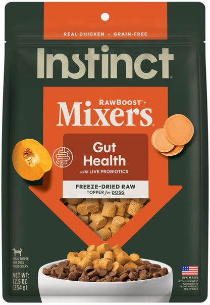 Instinct Raw Boost Mixers Freeze Dried Dog Food Toppers For Dry Food, Grain Free Dog Food Toppers with Chicken For Dogs - Gut Health, 12.5 oz