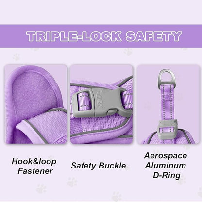 Cat Harness and Leash Set,Escape Proof Kitten Harness,Step in Adjustable Soft Lightweight,Easy Control,Reflective Strips Comfortable for Walking Travel(Violet Purple,XXXS)