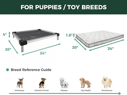FXW TitanNest Chew-Proof Elevated Dog Bed, Raised Cot for Indoor/Outdoor/Camping Use, Durable & Waterproof Cooling Pet Bed with Exclusive Cover for Toy Dogs, 24.0" L x 20.0" W x 4.1" H, Black
