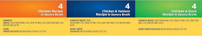 Nature’s Recipe Grain Free Chicken Recipe, Chicken & Venison Recipe and Chicken & Duck Recipe in Savory Broth Variety Pack Wet Dog Food, 12-2.75 oz. Cups, 2 Count