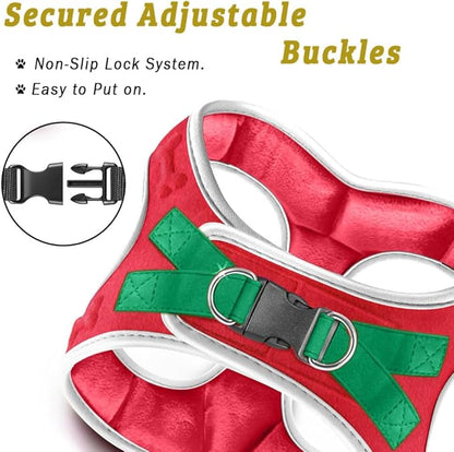 Comfort Fit Step-in Dog Harness All-Weather Dog & Puppy Harness Adjustable Extra Comfort Soft Padded No-Pull Vest for Small Medium Dogs Easy to Put On Secure Buckle Fit (Plush Both Side Velvet)