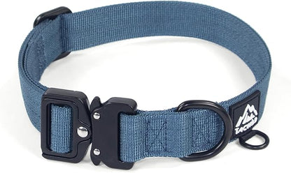 Heavy Duty Dog Collars for Medium and Large Dogs - Adjustable, Chew Proof Nylon Collar with Metal Quick Release Buckle and D-Ring for Dog Tags (Haze Blue, XL)