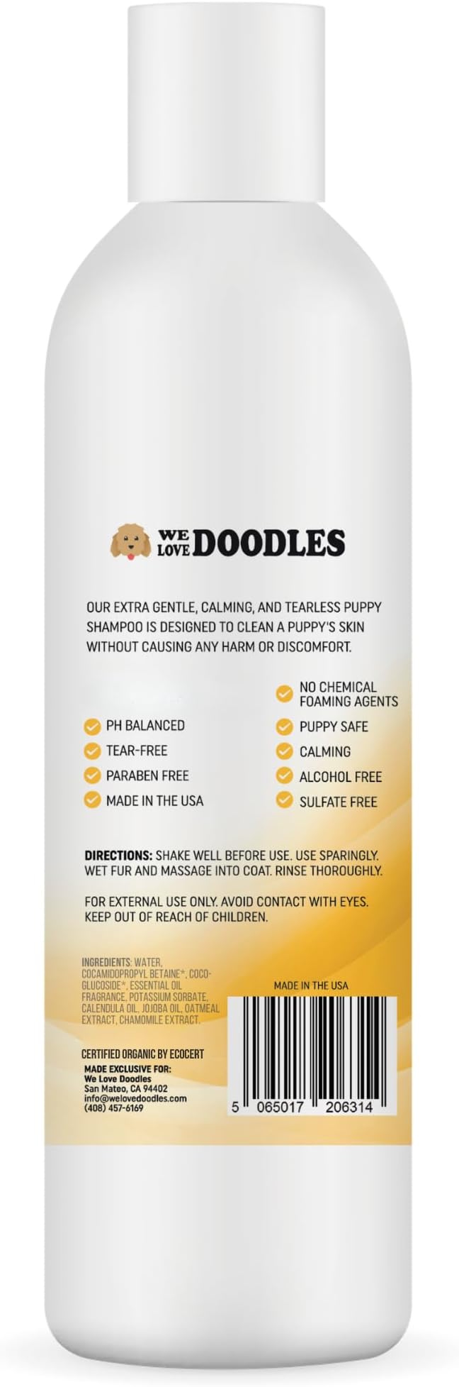 Puppy Shampoo & Conditioner | Made in USA | Tear Free | Best Shampoo for Puppies | Sensitive & Itchy Skin Wash | Oatmeal Bathing | Tearless, Mango, 8oz [We Love Doodles]