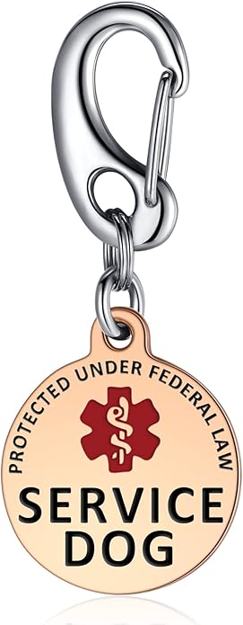 Leash King Service Dog Tag/ESA Animal Tag - Double Sided with Federal Protection & Red Medical Alert Symbol| Easily Attach to Collar, Harness, Vest | Service Dog Identification Tag
