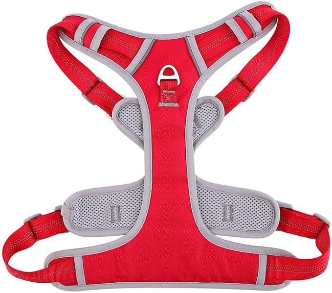 Paawpal Adjustable Dog Harness - No Pull, Reflective, Soft Padded for Small, Medium, Large Dogs - Includes Leash Red S