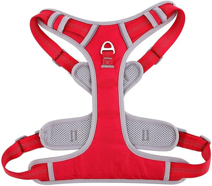 Paawpal Adjustable Dog Harness - No Pull, Reflective, Soft Padded for Small, Medium, Large Dogs - Includes Leash Red S
