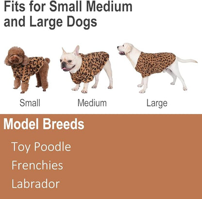 GreenJoy Leopard Print Dog Sweater – Stretchy Fleece Dog Turtleneck Sweatshirt for Puppies & Cats, Soft & Warm Pet Winter Clothes for Small, Medium & Large Dogs (Coffee Brown, Large/X-Large)