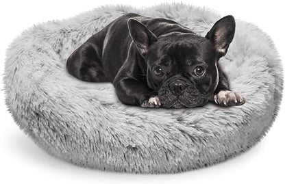 Whiskers & Friends Cat Bed Dog, Cat Beds for Indoor Cats Washable, Orthopedic Soft Fluffy Round Calming Pet Bed for Small to Large Kitty Kittens & Dogs, Small Dog Beds & Furniture