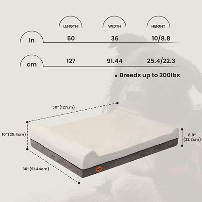 Laifug Orthopedic Memory Foam Dog Bed Extra Large Dog Bed with Pillow and Durable Water Proof Liner & Removable Washable Cover & Smart Design(Dark Grey)