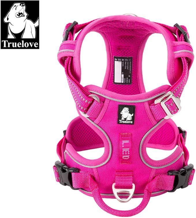 TRUE LOVE Dog Harness No Pull Nylon Reflective Pet Harness Adjustable Comfortable Control Step-in Brilliant Colors Truelove TLH56512 Fuchsia