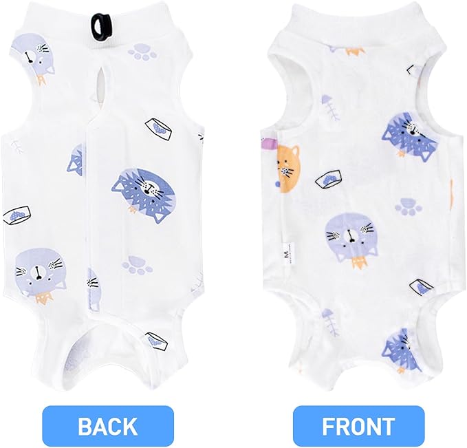 Coppthinktu Cat Recovery Suit Female, Breathable Cat Onesie After Surgery Female for Abdominal Wounds or Skin Diseases, Surgery Recovery Suit Kitten Surgical Onesie After Spay Wear Anti Licking