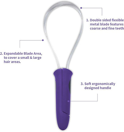 Dual-Sided Shedding Blade with Stainless Steel Blade De-Shedding Tool for All Dog Coat Types- Soft Touch Grip (PURPLE)