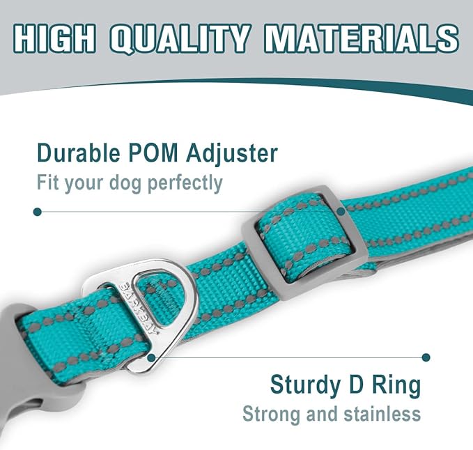 Dog Collar for Medium Small Large Dogs Reflective with Leash,Collar and Leash for Dogs,Soft Neoprene Padded 2 Pack(Blue,M)