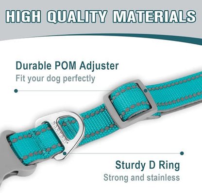 Dog Collar for Medium Small Large Dogs Reflective with Leash,Collar and Leash for Dogs,Soft Neoprene Padded 2 Pack(Blue,L)