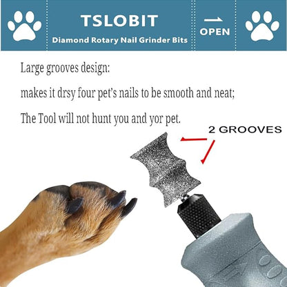 Diamond Dog Nail Grinder Bits Attachment,1/8'' Pet Nail Grinder Wheel for Dremel Dog Nail Grinder, Diamond Rotory Bit for Dogs&Pets Nail Care（Large B）
