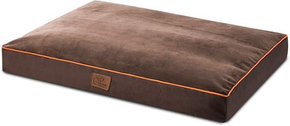 Bedsure XL Washable Dog Bed - 3 Inch Thicken Up to 100lbs Pet Mat Pillows with Removable Washable Cover, Brown