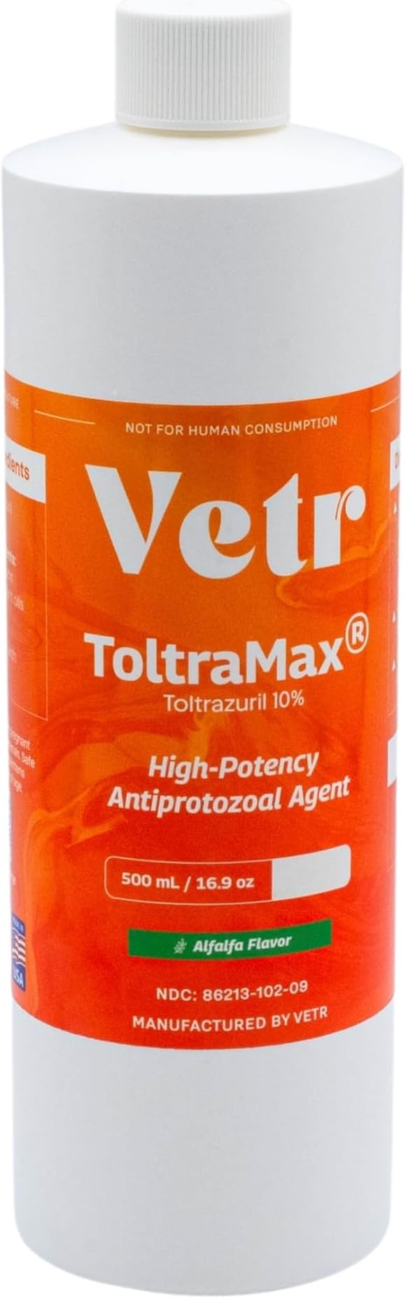 ToltraMax Toltrazuril 10.0% for Horses, Dogs, Cats, 500mL/16.9 Ounce, for Non-Food Chain Animals, Alfalfa