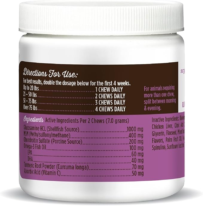 Dr. Joseph's VetPro Complete Dog Hip & Joint Supplement for Arthritis Pain Relief – High-Strength Glucosamine & Chondroitin Chews for Senior Dogs – Vet Formulated Daily Treats, Chicken Flavor, 60 Ct