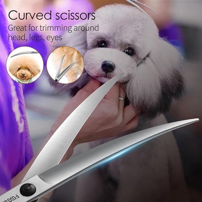 Professional Left Handed Curved Dog Grooming Scissors for Lefty Groomers 35° Arc Grooming Shears for Dogs Pet Cat Japanese 440C Sharp and Durable(7.5 in,Lefty)