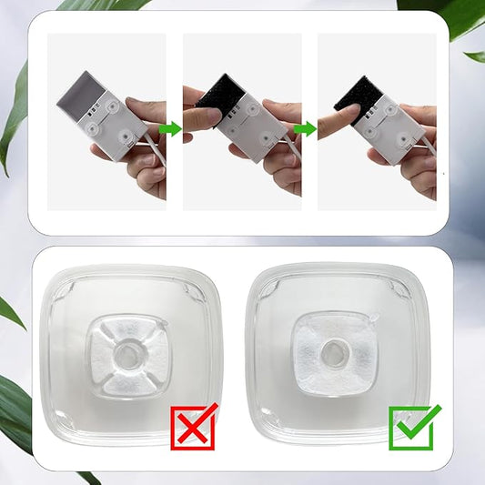 Cylomert 16Pcs Pet Fountain Filters Replacement, Compatible with 95Oz/2.8L Dog & Cat Water Fountain, 8 Carbon + 8 Sponge Filters