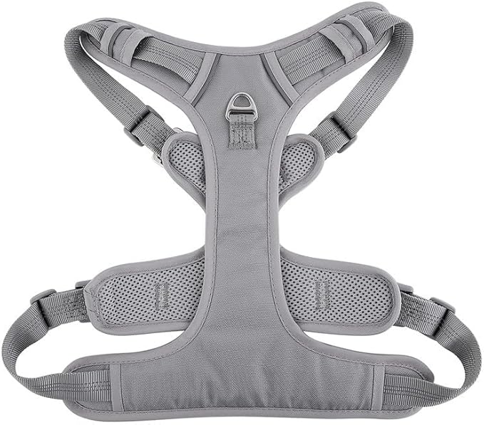 Paawpal Adjustable Dog Harness - No Pull, Reflective, Soft Padded for Small, Medium, Large Dogs - Includes Leash Silver XL
