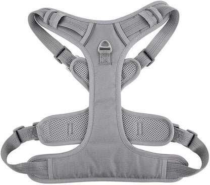 Paawpal Adjustable Dog Harness - No Pull, Reflective, Soft Padded for Small, Medium, Large Dogs - Includes Leash Silver XL