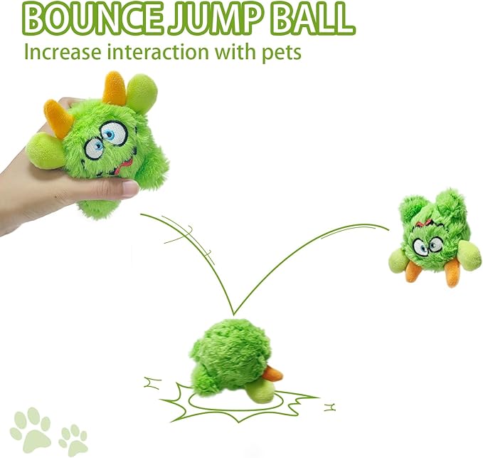 FCCUM Plush Squeaky Dog Toy Ball, Dental Care, Skin-Friendly and Soft and Relieve Stress,Dog Training Interactive Pet Cute Plush Fashionable Toy Ball (Green,Small)