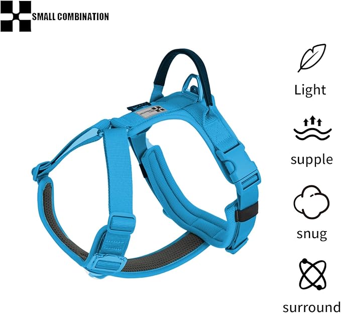 Adjustable Dog Harness with Handle, Padded Comfort,Small, Medium and Large Dogs (Blue, XS)