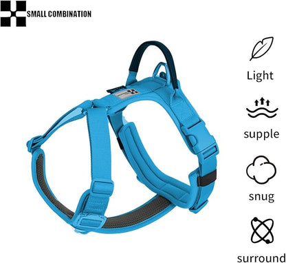 Adjustable Dog Harness with Handle, Padded Comfort,Small, Medium and Large Dogs (Blue, S)