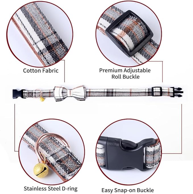 Yizepet Dog Collar with Bow Tie- Adjustable pet Collar for Dogs with Plastic Buckle Collar, Stylish Pattern for Small Medium or Large Boy and Girl Dog and Cat