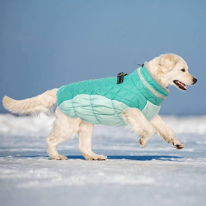 Lelepet Dog Coat Warm Dog Winter Coat Waterproof Dogs Jacket with Harness Built in Reflective Pet Fleece Vest Zip-Up Cold Weather Coats for Large Dogs Turtleneck & Windproof Coats Boxer Mint Green XL