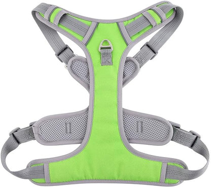 Paawpal Adjustable Dog Harness - No Pull, Reflective, Soft Padded for Small, Medium, Large Dogs - Includes Leash Green L