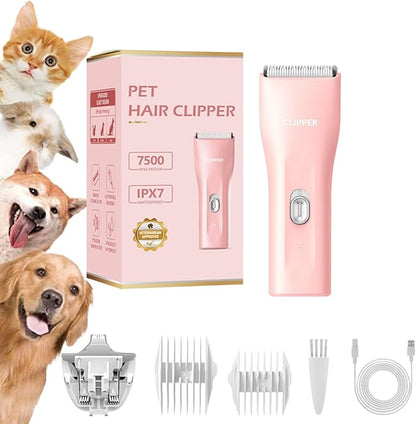 Grimgrow Dog Grooming Kit Clipper for Thick Coat Low Noise Cordless Cat Hair Trimmer Rechargeable Shaver Pet Grooming Tools for Small and Large Animals